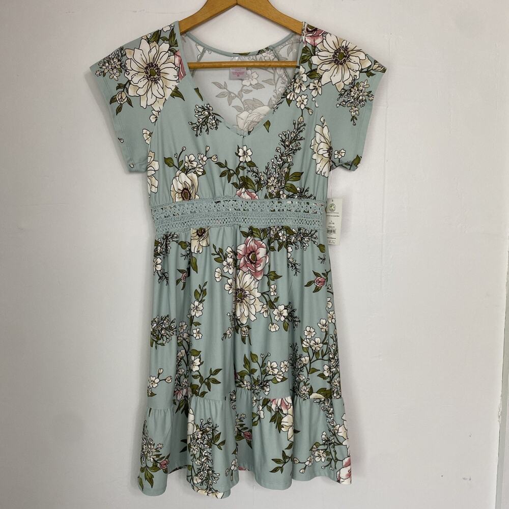 No Boundaries Dress Juniors L 11-13 Boho Stretch Crochet Lace Coachella Ruffle V